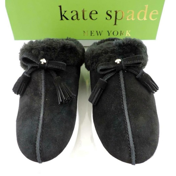 Women's Kate Spade New York Limon Slip On Mule Sneakers Black Shearling Size 7 - Picture 7 of 10